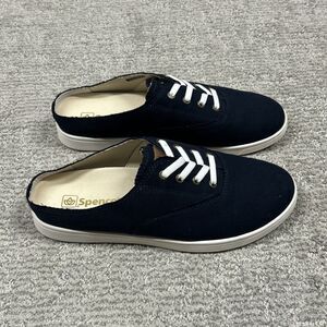 Spenco Shoes Womens 8B Santa Rosa Mules Navy Blue Canvas Comfort Slip On